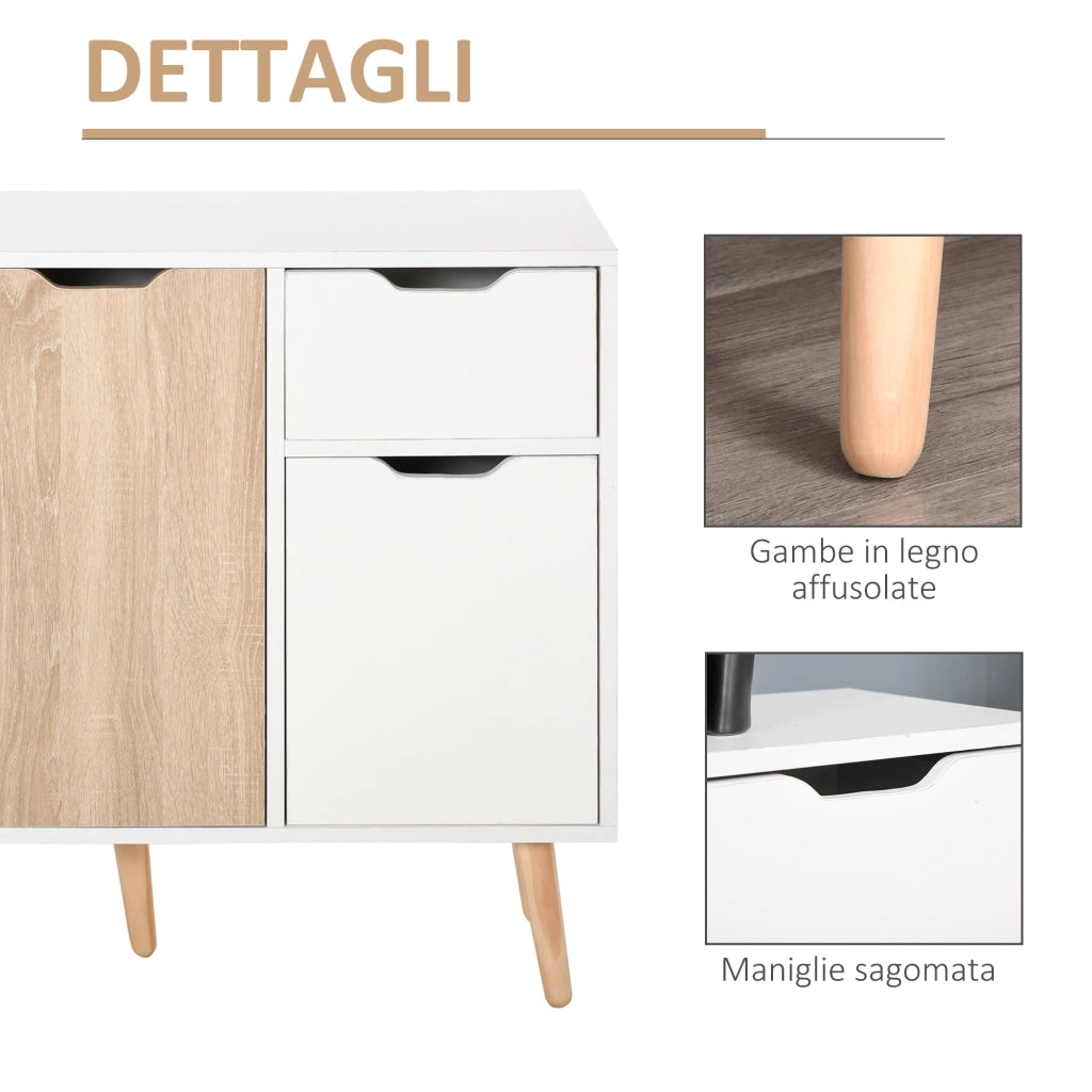 Mobile Multiuso 1 Cassetto 3 Ante 90x30x72 cm in Legno Color Legno