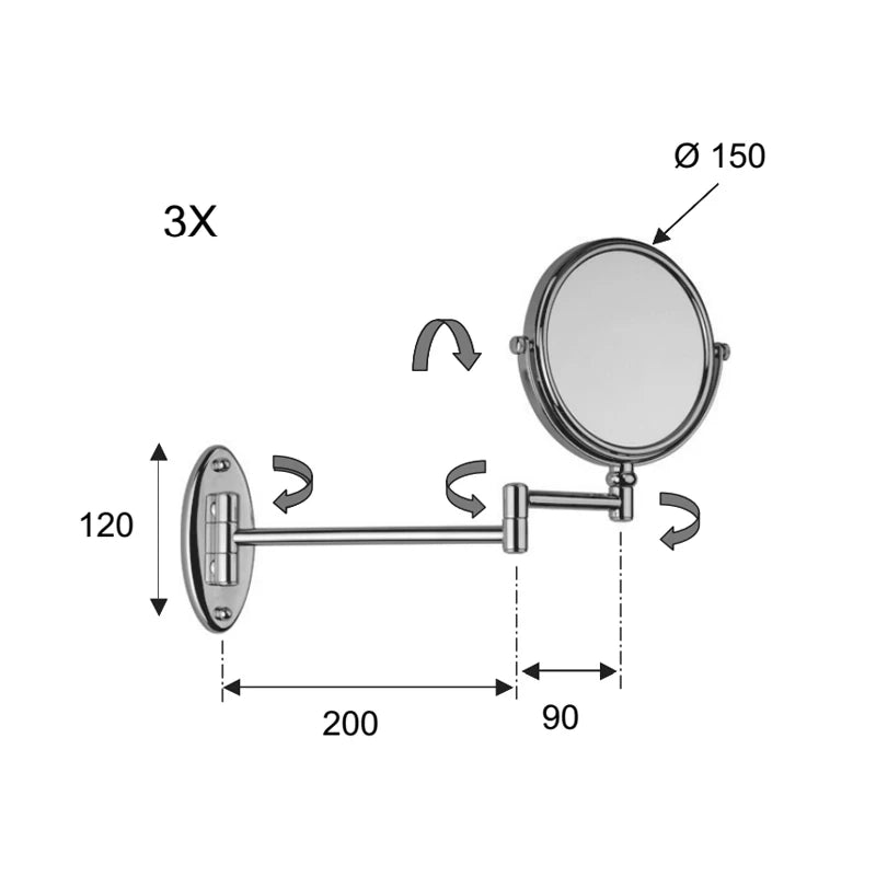 Specchio ingranditore diam. 15 cm da muro