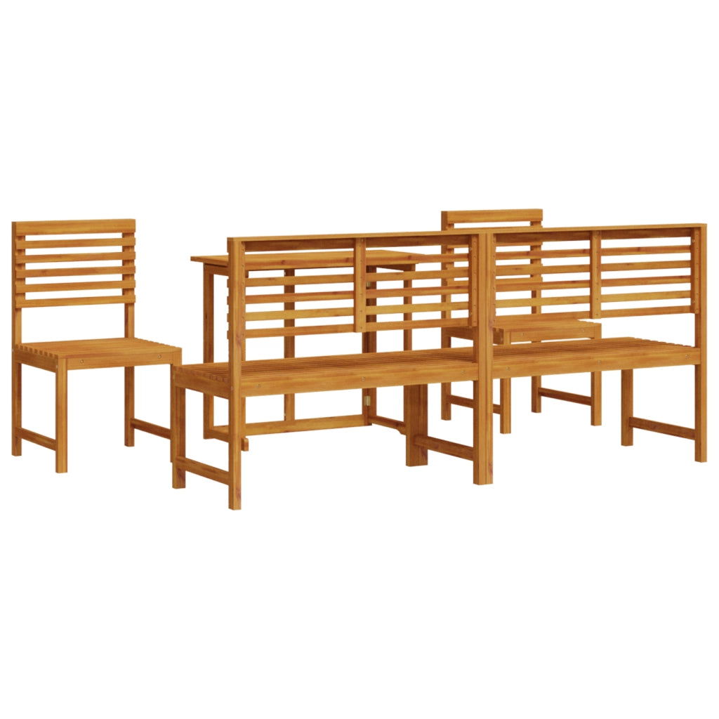 Set da pranzo da giardino 5 pezzi in legno massello di acacia