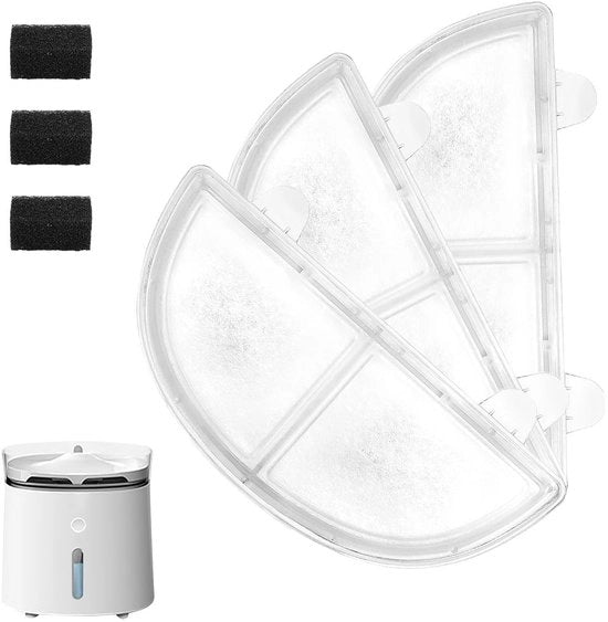 Filtro per Acqua per Gatti Trifase - Set di Sostituzione - 3 Pezzi - Cotone/Plastica - Filtro per Gatti