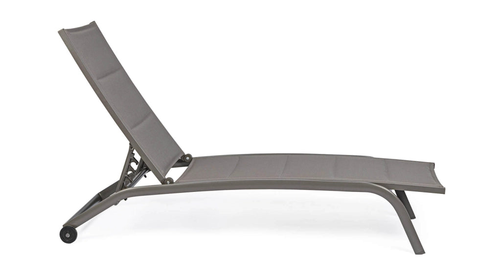 Lettino Prendisole da Giardino 61x192x96 cm con Ruote in Alluminio Tortora