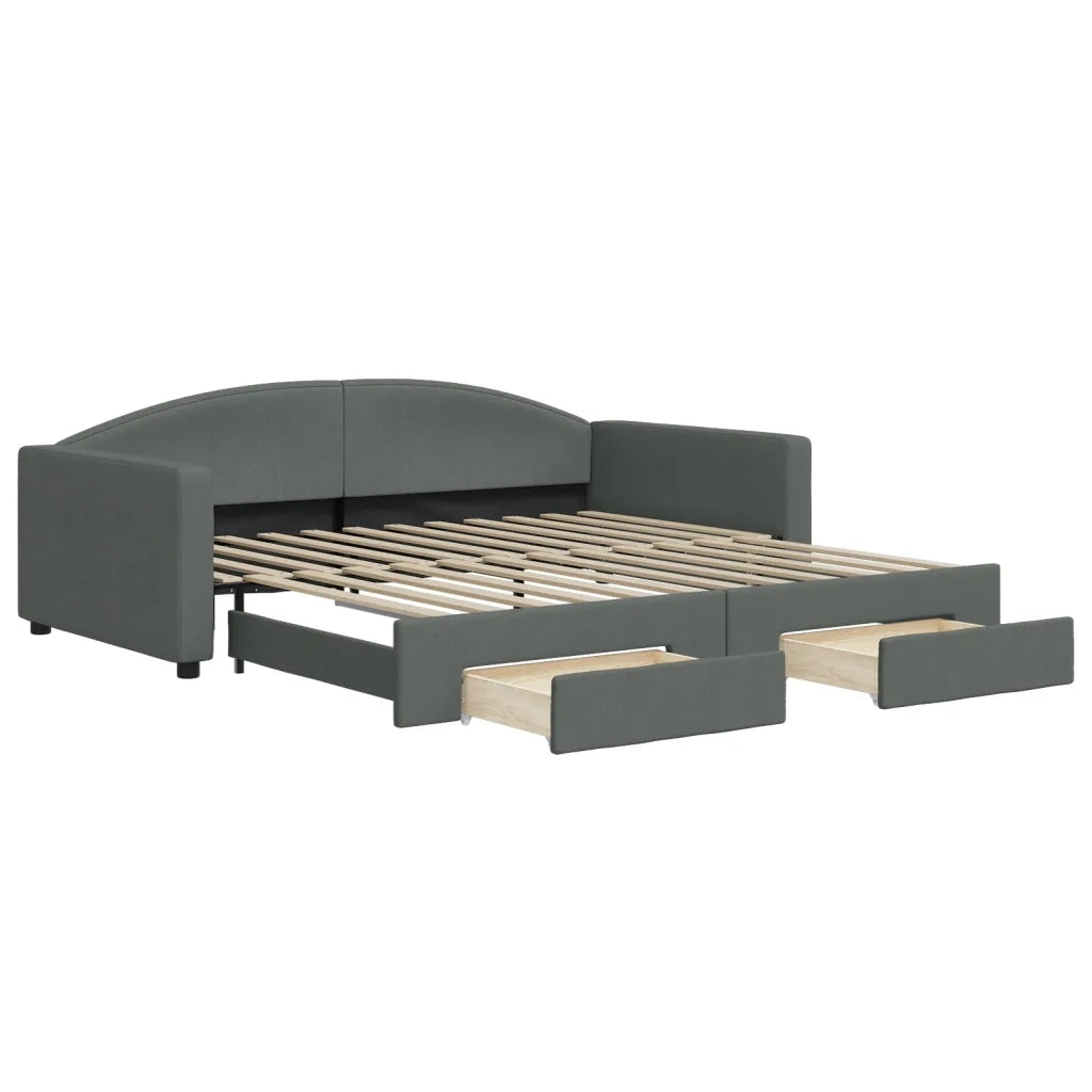 Divano Letto Estraibile Cassetti-Sofa Letto-Daybed Grigio Scuro 100x200cm Tessuto 811947