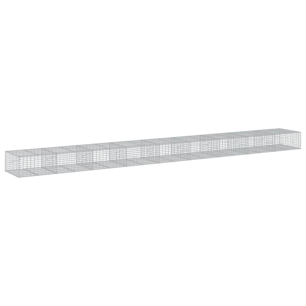 Cesto gabbione recinzione gabbia muro di contenimento con coperchio 900 x 100 x 50 cm ferro zincato argento 02_0040212