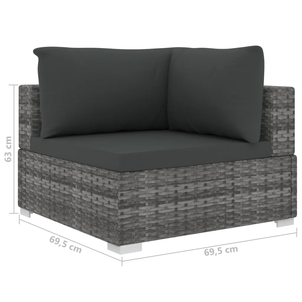 vidaXL Set Divani da Giardino 10 pz con Cuscini in Polyrattan Grigio