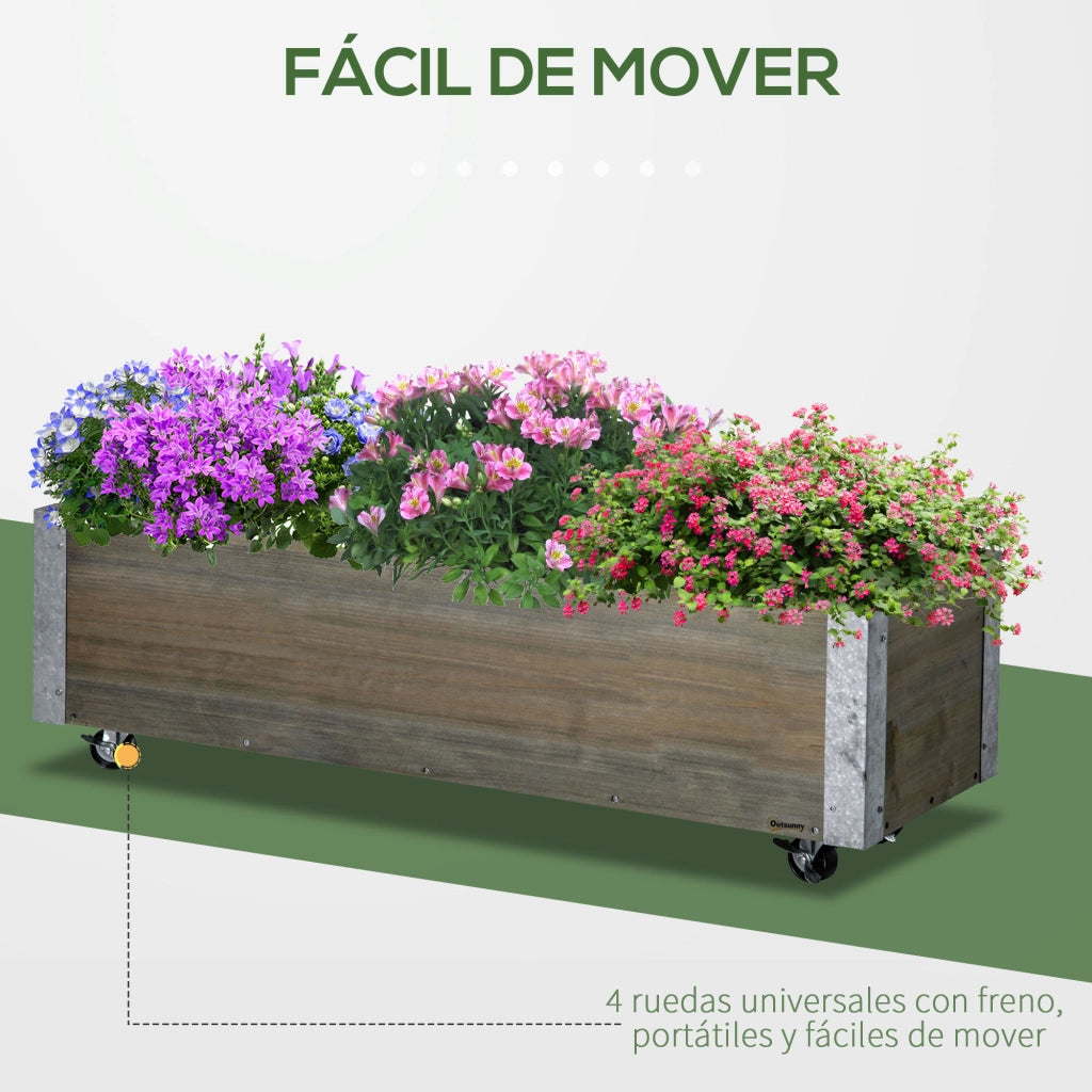 Jardinera Grande con Ruedas ¨C zephmum ¨C Grigio 96x30.6x30 cm