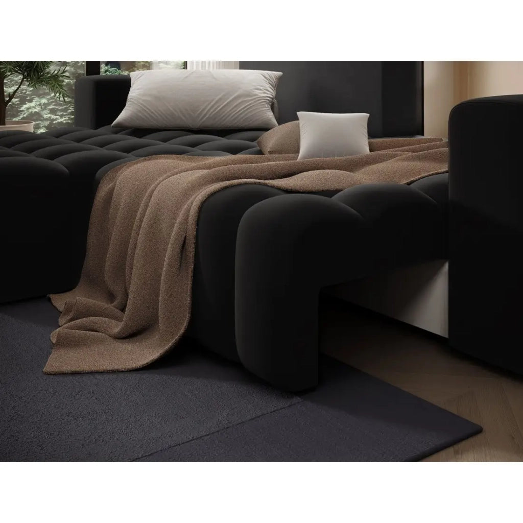 Divano angolare convertibile DORY nero 250 cm con contenitore angolo sinistro