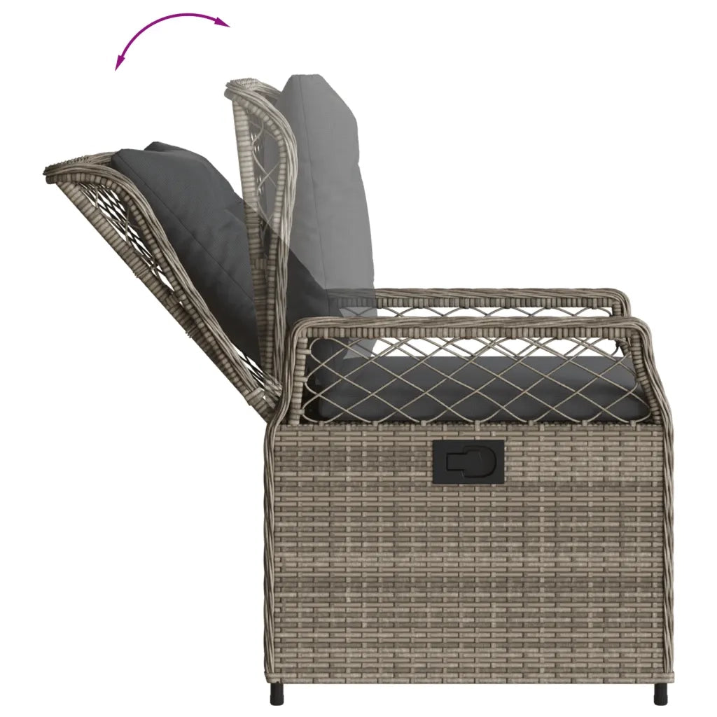 Set da Pranzo da Giardino 3 pz con Cuscini in Polyrattan Grigio 3262992
