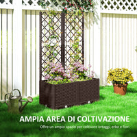 Fioriera con Traliccio per Rampicanti 80x40x135 cm 8 Fori di Drenaggio in PP Marrone