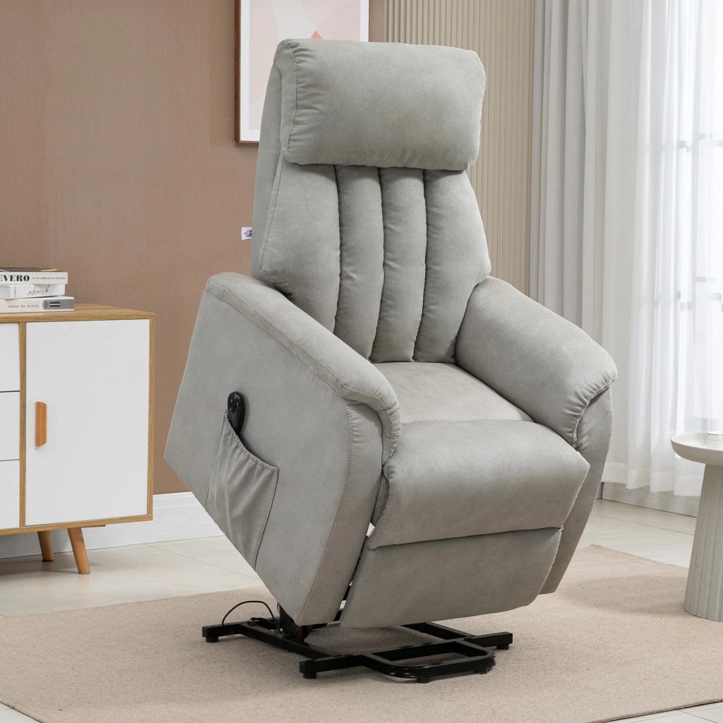EasyComfort Poltrona Alzapersona Reclinabile 150° max con Telecomando e Poggiapiedi, 75x93x110 cm, Grigio