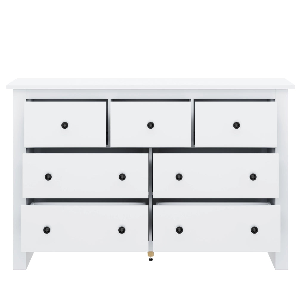 Credenza moderna minimalista bianca con 7 cassetti
