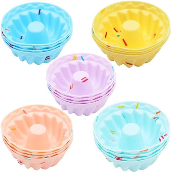 20 Pacchi di Cesti di Silicone Riciclabili per Dolci - Muffin per Tortine - Gelato - Pudding - Gelatina - Cesti a Sfumature Arcobaleno