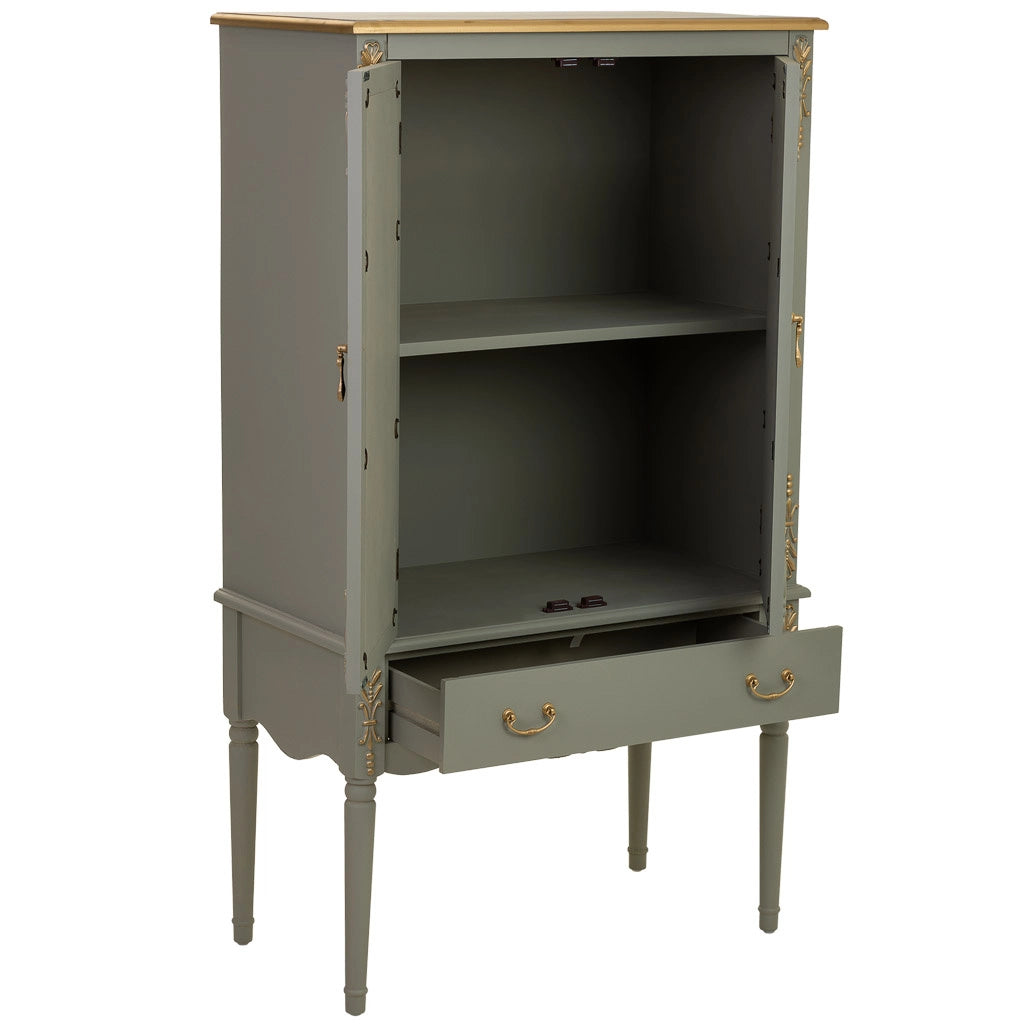Armadio in legno Verde con 1 cassetto e 2 ante, 80x42x140h cm