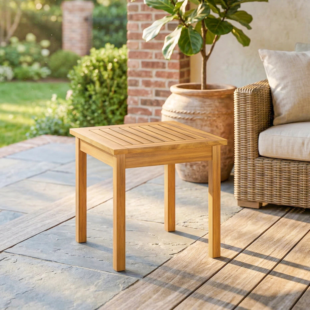Comodino da giardino impermeabile 48 x 48 cm con piedi regolabili a listella quadrato