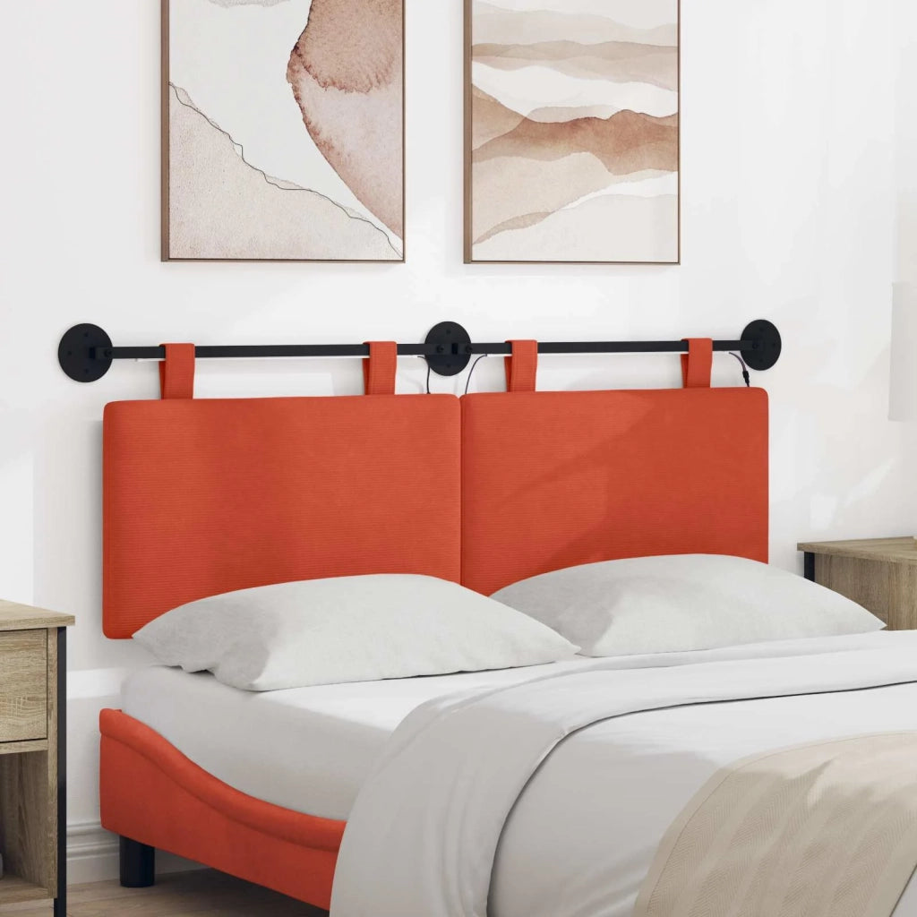 Testiera sospesa Con luce LED Rosso Arancio Tessuto in Cords