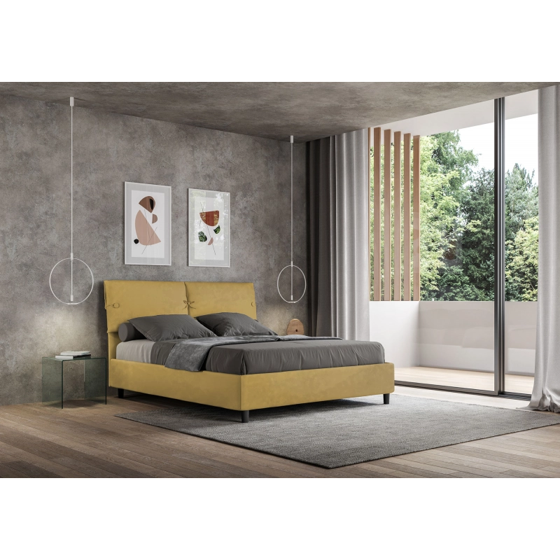 Letto imbottito Matrimoniale 160x190 cm Sleeper - Con rete,Microfibra,Ocra