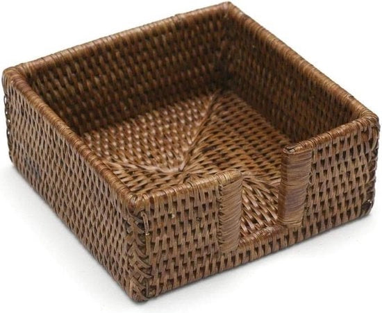 Sostituto di tovaglioli per cocktail in rattan e cesto marrone 25 x 25 cm con 1 nuovo accessorio per tovaglioli