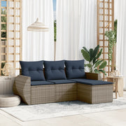 Set Divani da Giardino 4 pz con Cuscini Grigio in Polyrattan 3221270