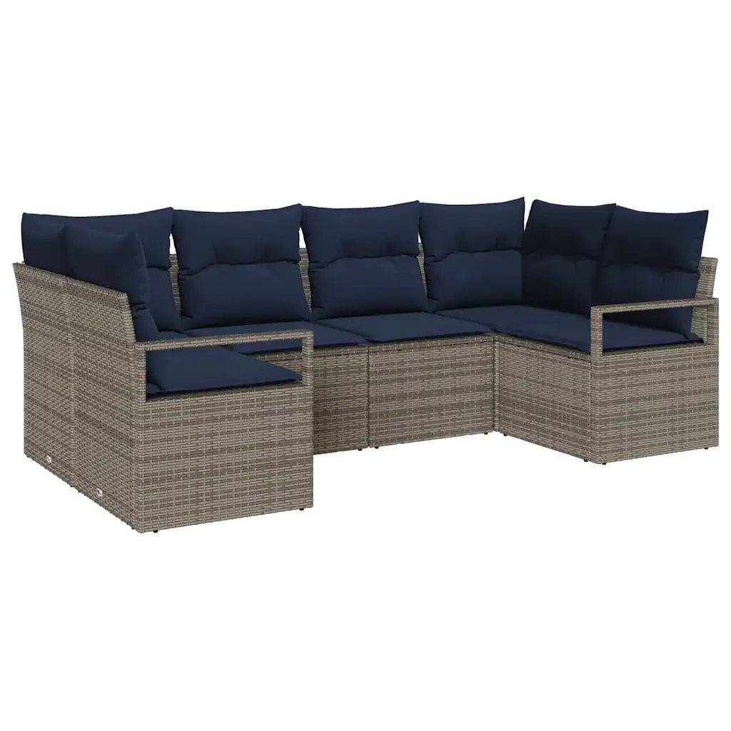 Set di divani con cuscino 6 pcs Grigio Rattan in Polipropilene