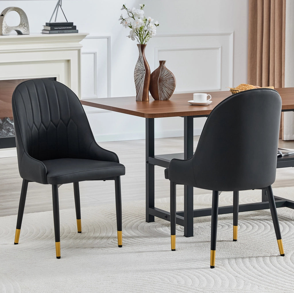 Set di 2 sedie da pranzo nere in PU