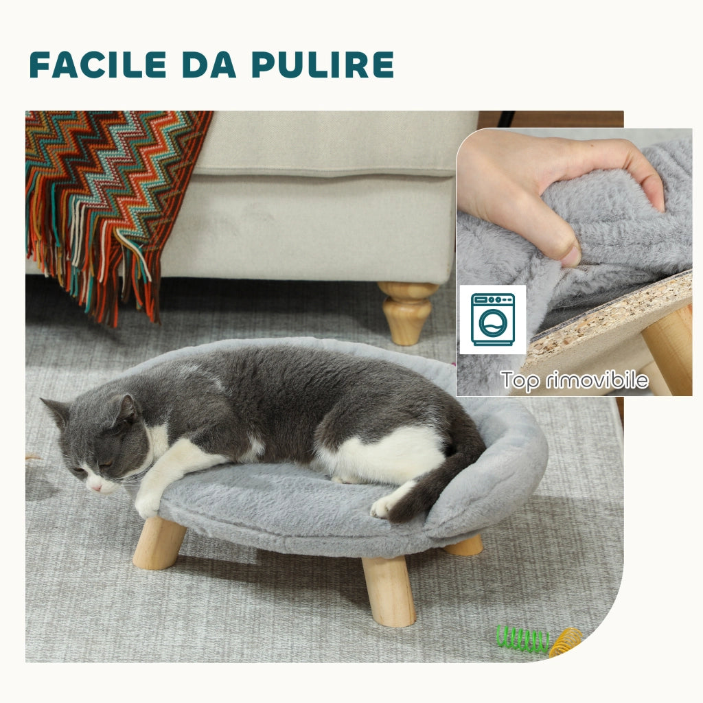 Cuccia Divanetto per Cani e Gatti Sfoderabile ¨C Minimal ¨C Grigio 47x40x20 cm