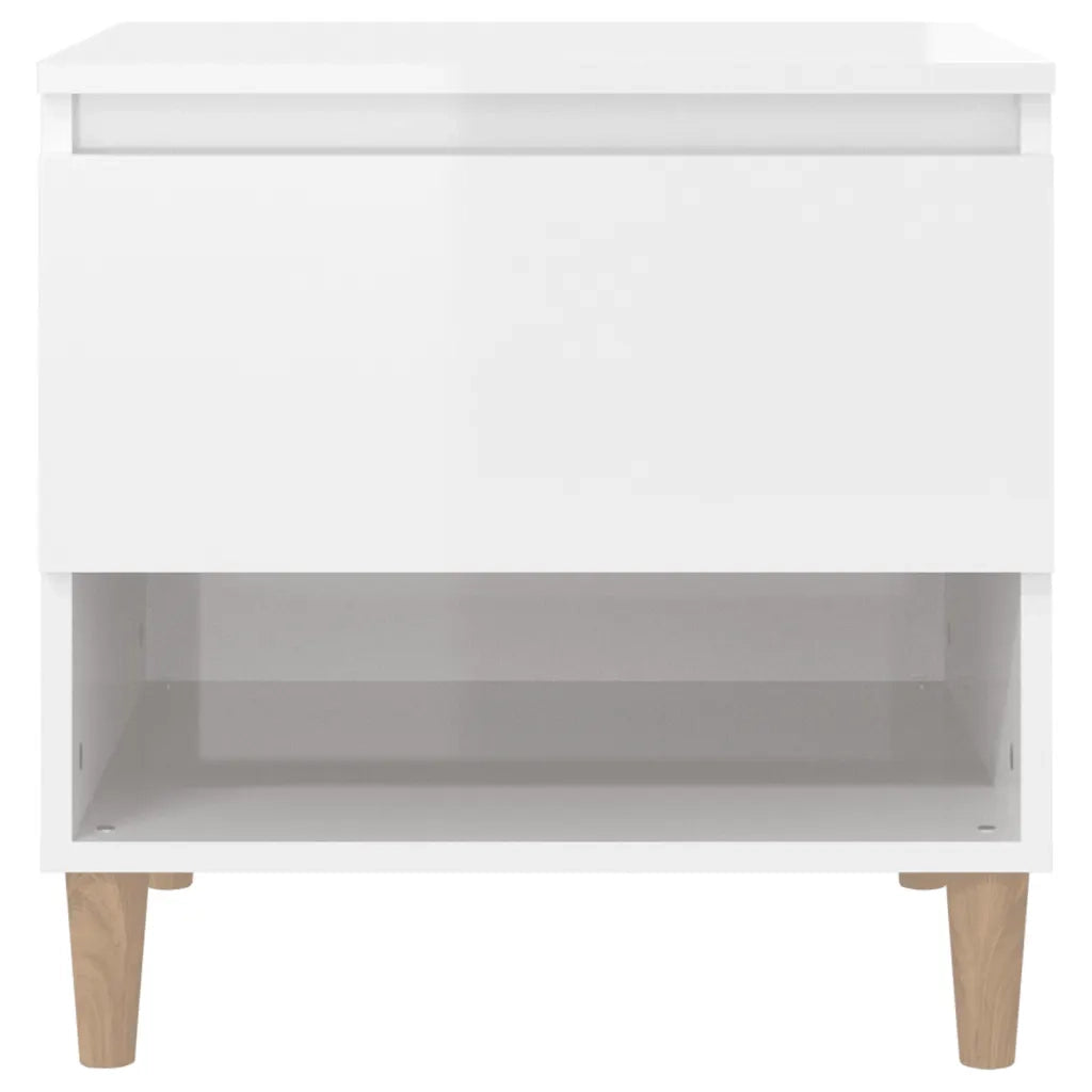 Comodini 2 pz Bianco Lucido 50x46x50 cm in Legno Multistrato 819537
