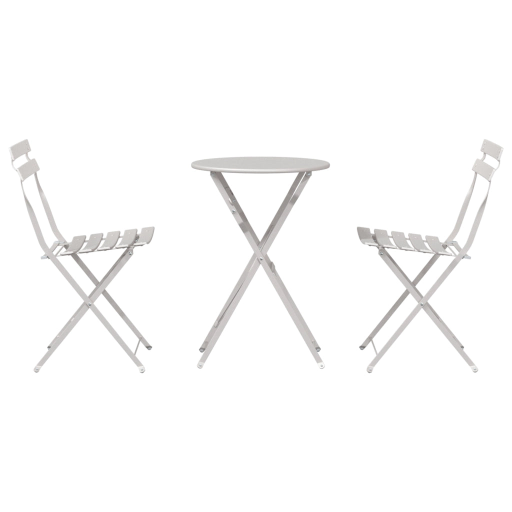 Set Bistro Pieghevole 3 Pezzi Beige in Acciaio di