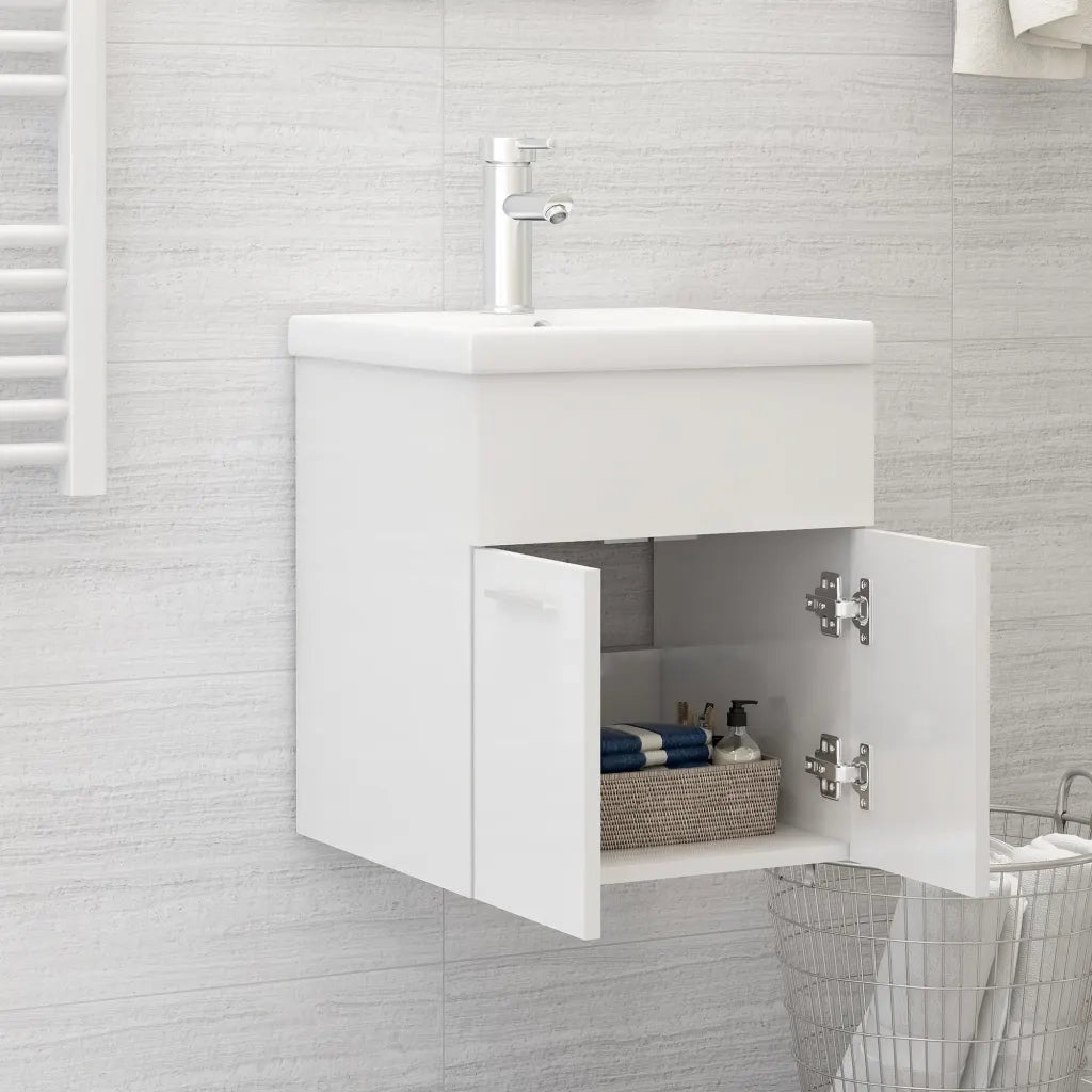 Mobile Sottolavabo Bianco Lucido 41x38,5x46 cm in Truciolato
