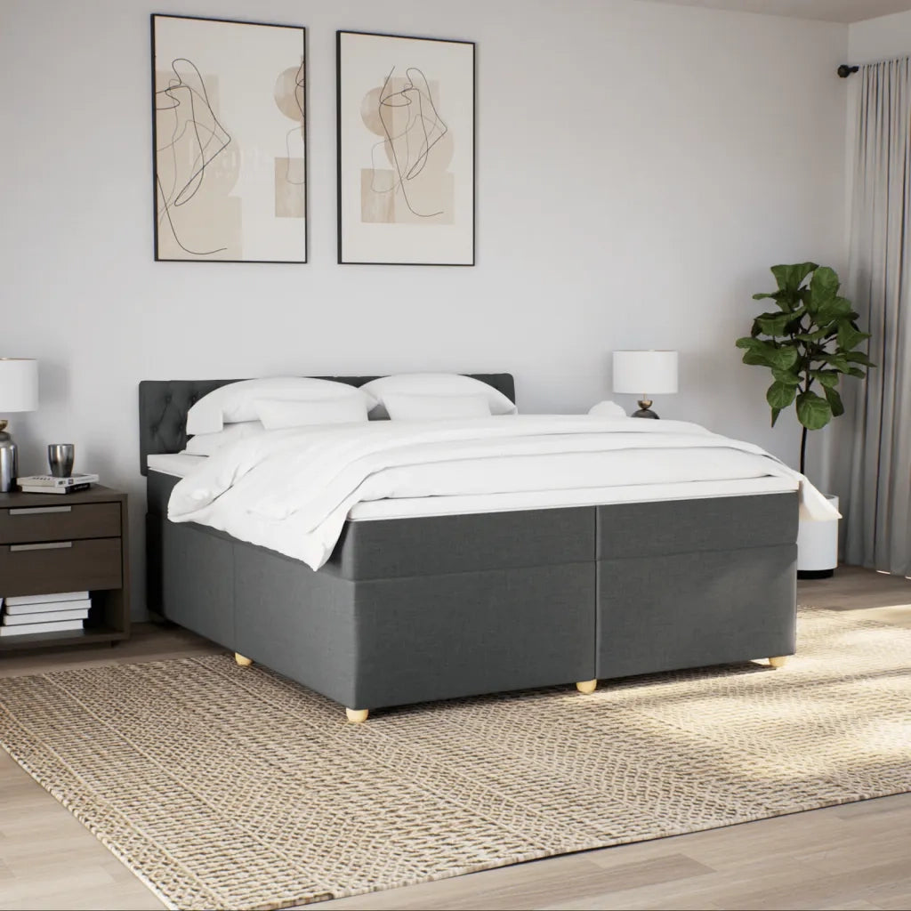 Giroletto a Molle con Materasso Grigio Scuro 200x200 cm Tessuto 3286795