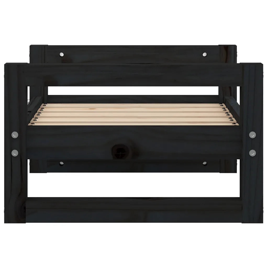 Cuccia per Cani Nera 55,5x45,5x28cm in Legno Massello di Pino 821471