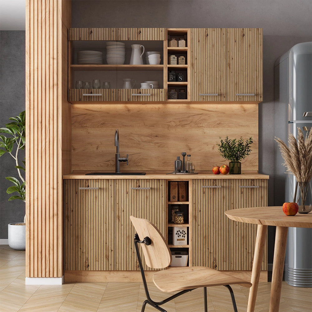 Vicco Cucina completa Rovere artigianale/rovere Goldkraft 160 cm Senza piano di lavoro