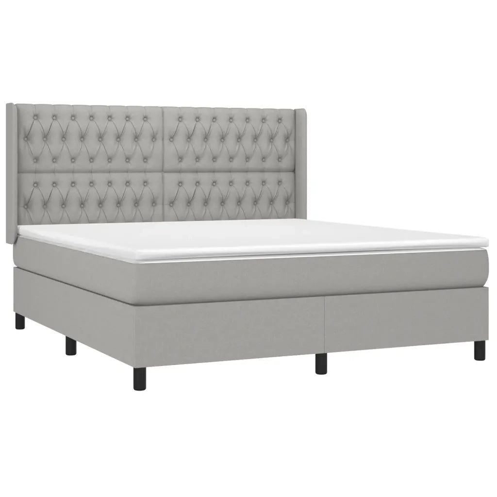 Letto a Molle Materasso e LED Grigio Chiaro 180x200 cm Tessuto cod mxl 46992
