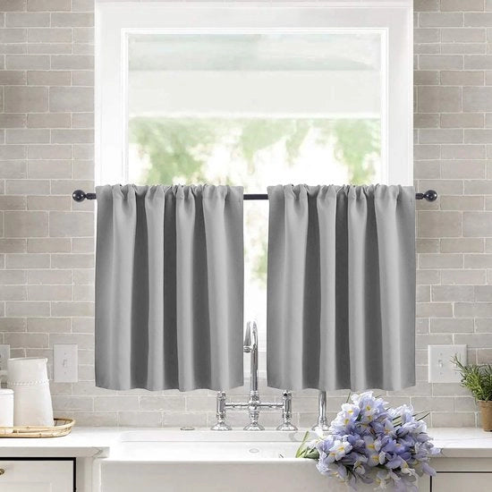 Doppia tenda, adatta per piccole tende, tende cortine di oscuramento, tende di oscuramento a metà, protezione della privacy, adatta per cucina, armadio, seminterrato, camper - grigio - 76 * 92cm