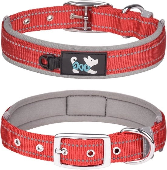 Cinturino riflettente morbido in neoprene per animali domestici - XL rosso