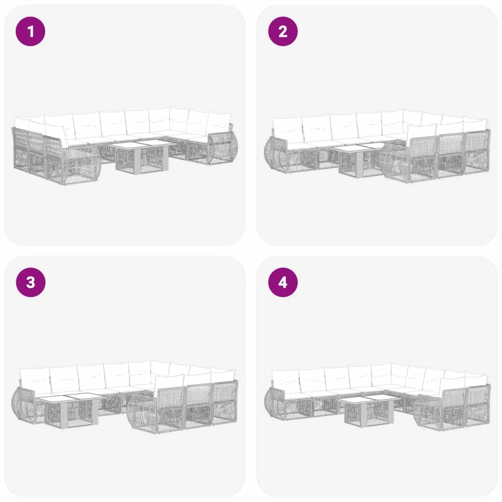 Set Divano da Giardino 11 pz Grigio e Grigio Scuro polyrattan 3436994
