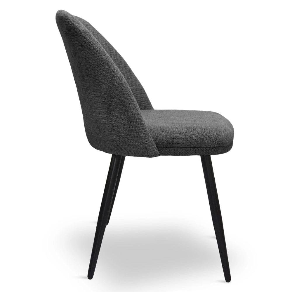 Sedia da sala pranzo Kety in microfibra grigio scuro con gambe in metallo nero