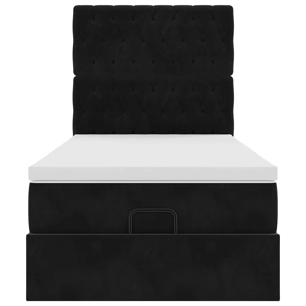 Struttura Letto Pouf con Materassi Nero 90x190 cm in Velluto 3314362