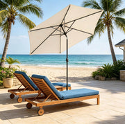 Ombrellone rotondo con luci LED solari ? 292 x 247 cm; beige in ferro e poliestere