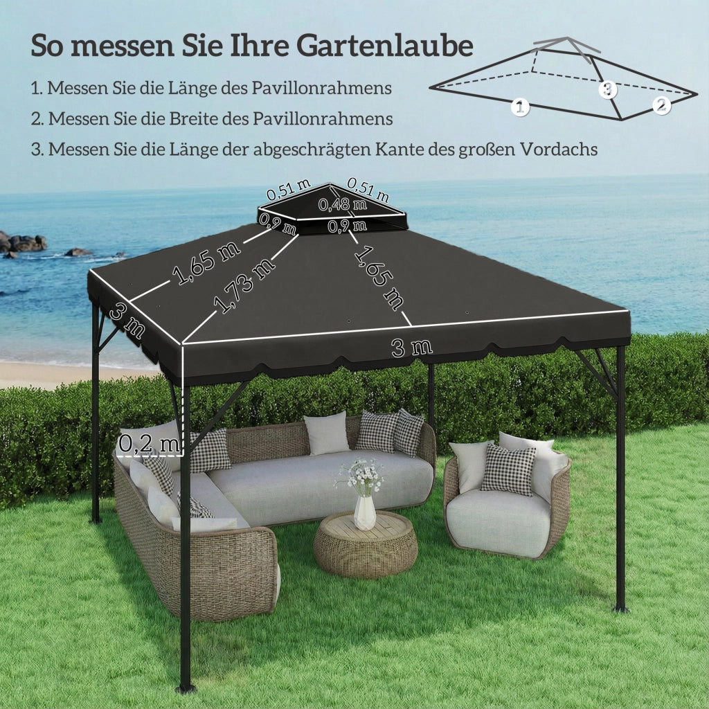 Tetto sostitutivo per gazebo 3x3m ¨C zephmum ¨C grigio chiaro impermeabile