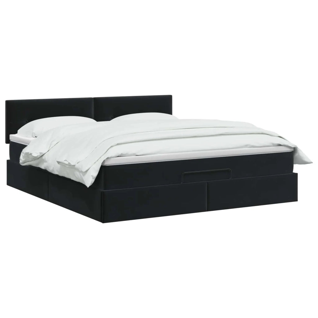 Letto Ottomano con Materasso e LED Nero 160 x 200 cm Velluto 3457151