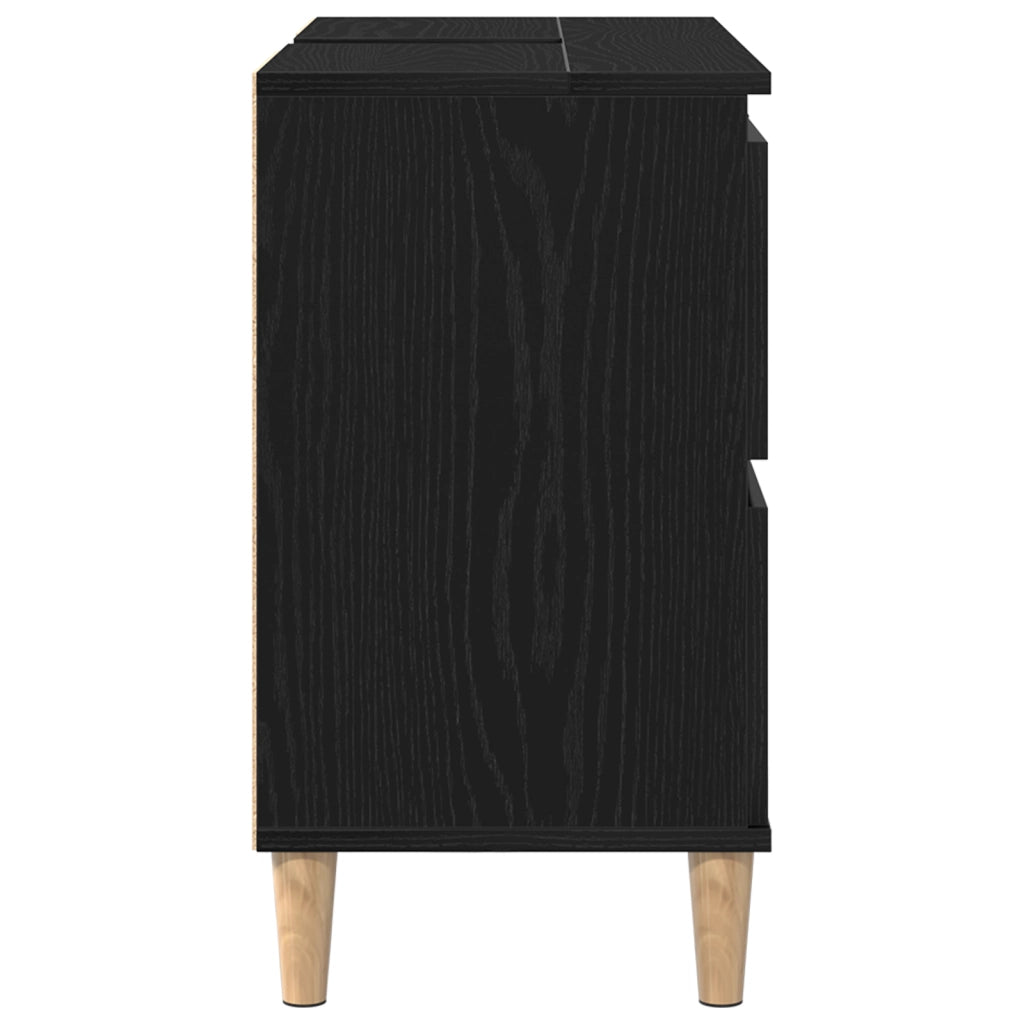 Mobiletto lavabo Rovere nero 80x33x60 cm Legno ingegnerizzato