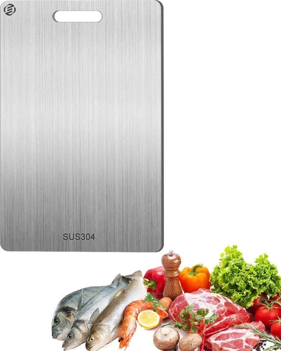 Piastra di Taglio in Titanio - Senza Plastica - Senza Odori - Inox - Piastra di Taglio Antimicrobica - Resistente al Lavastoviglie