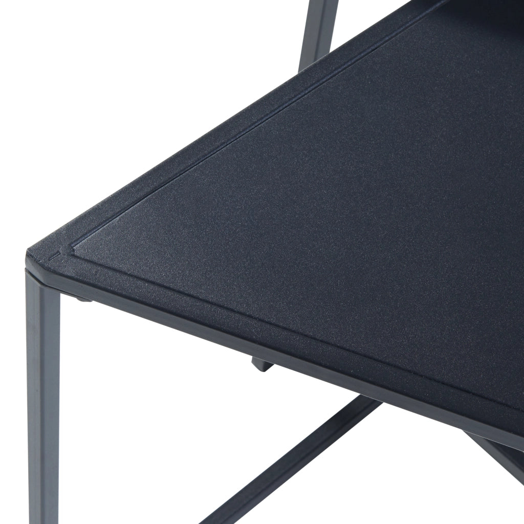 Set Kungsör di 2 Tavolini Sovrapponibili con Piano Triangolare Altezze Diverse - Metallo, Nero [en.casa]