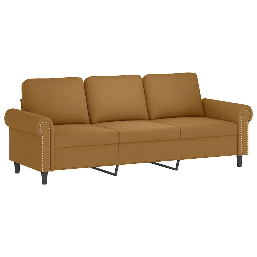 Divano a 3 Posti con Cuscini Marrone 180 cm in Velluto 3200962