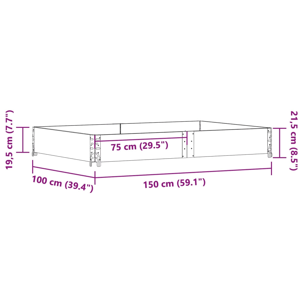 Fioriera da Giardino Nera 150x100 cm in Legno Massello di Pino 3295412