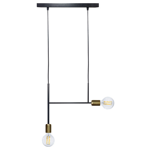 Sospensione 2xE27 Montatura Verniciata Nero Oro Satinato E-Energy Elvira