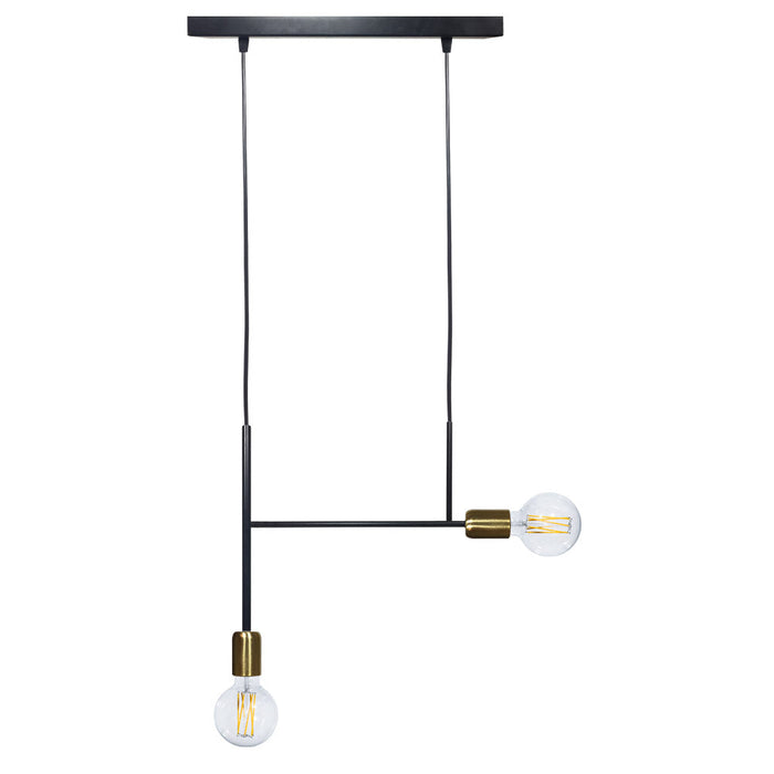 Sospensione 2xE27 Montatura Verniciata Nero Oro Satinato E-Energy Elvira