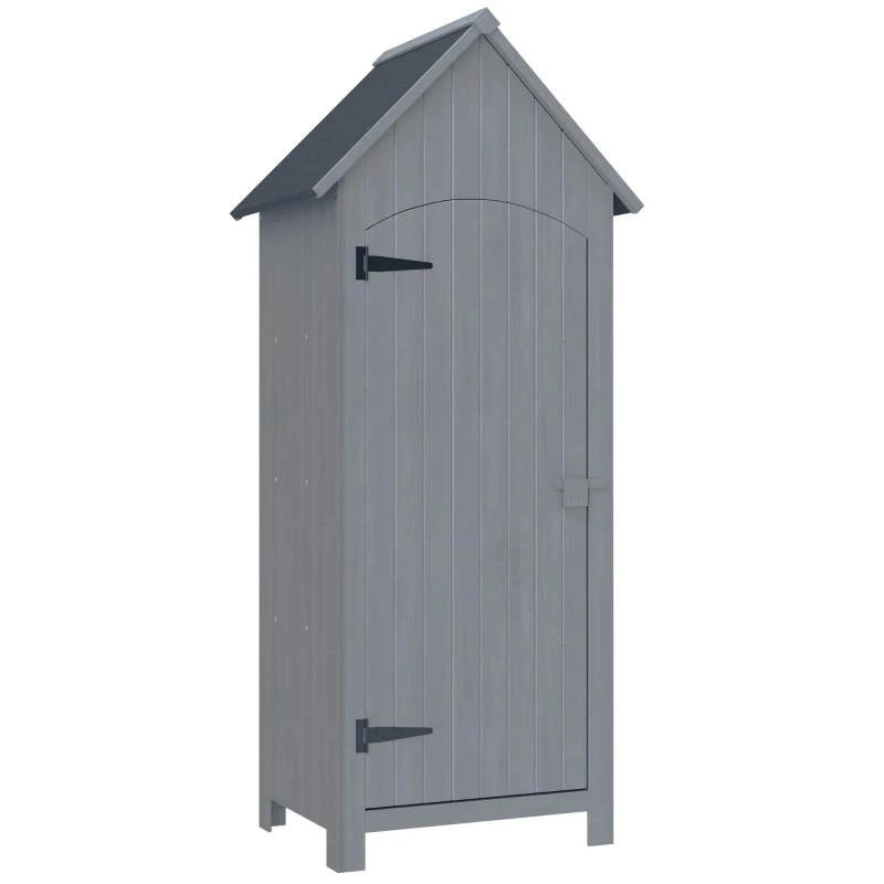 CASETTA PORTA ATTREZZI IN LEGNO A 3 MENSOLE CON TETTO IMPERMEABILE IN BITUME, 77.5X54.2X179.5 CM, GRIGIO