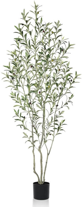 Arbusto in plastica, 180 cm con tronco in legno naturale e frutta realistica per decorazione domestica e uffici - Grande pianta artificiale per interni, 1 confezione