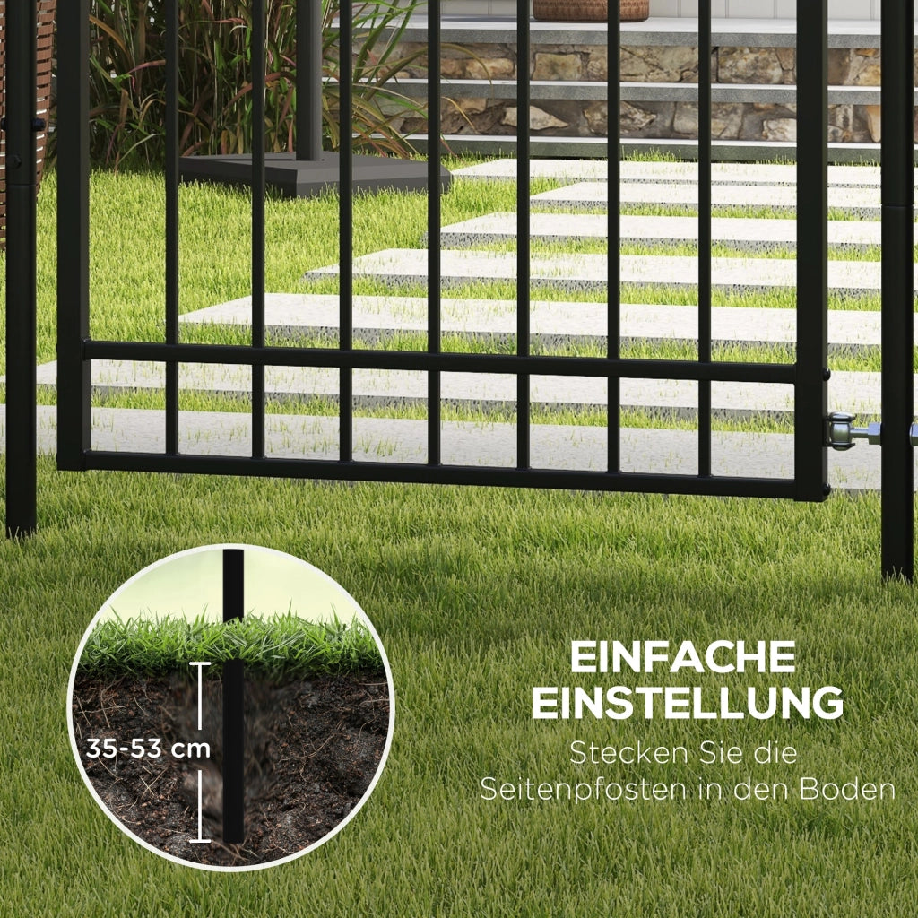 Cancello da Giardino con Serratura e Chiave ¨C Zephmum ¨C Acciaio Inox, Decorativo, 107x204cm, Nero