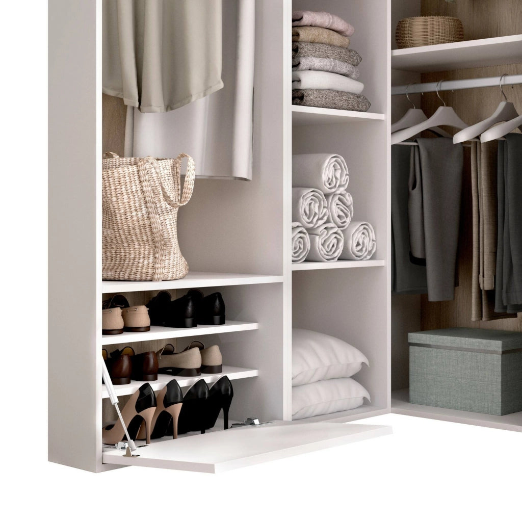 Guardaroba grande Tobias, Mobile camera da letto, Cabina armadio portabiti, Armadio appendiabiti, 145x85 h205 cm, Bianco e Rovere